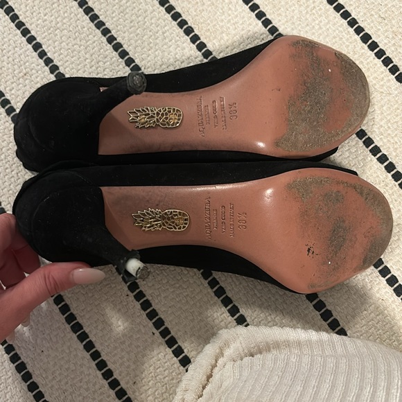 Black Aquazurra Suede Lace Up Pumps - Picture 10 of 10